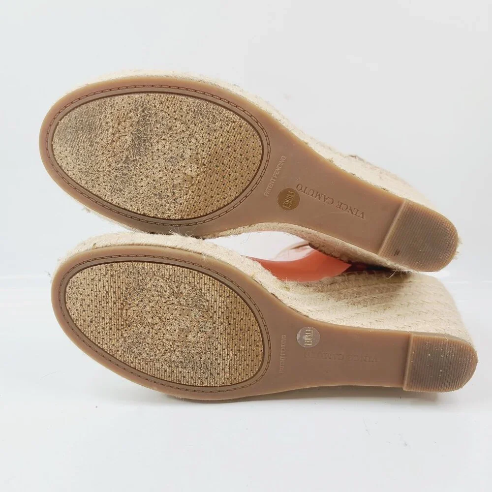 Vince Camuto Women's White Tan Jute‎ Wedge Ankle Strap Sandal Size US 8.5